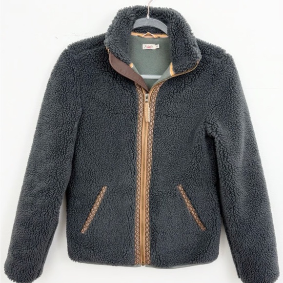 Faherty Ashbury High Pile Full Zip Sherpa Fleece Jacket Washed gray S - Picture 4 of 9